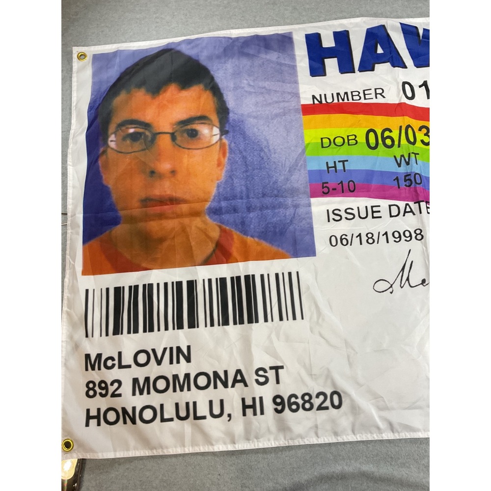 Superbad McLovin Hawaii Driver License Flag 3x5 Tapestry Movie Prop Poster 2103